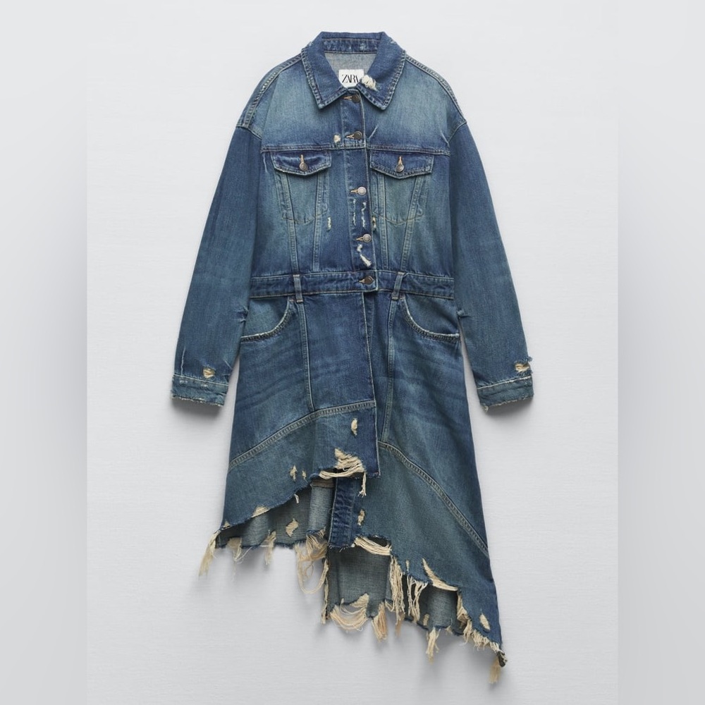 Zara Ripped Denim Jacket Dress - Picture 10 of 15